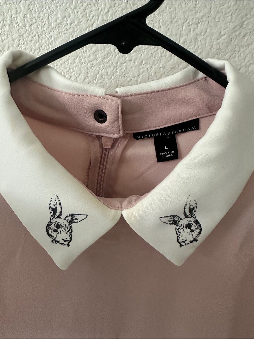 Victoria Beckham for Target Pink Midi Dress with White Embroidered Rabbit Collar